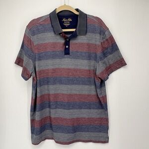 Tasso Elba‎ Supima Cotton Polo Mens XL Striped Blue Blend
